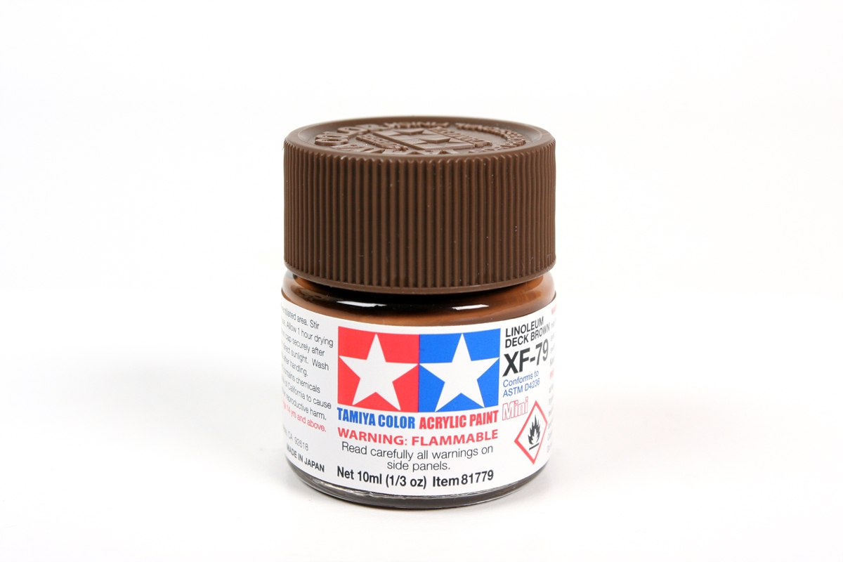 TAMIYA Acrylic Paint 10ml - XF-79 Lino Deck Brown  - Model Kit Paint Humbrol