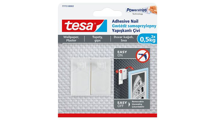 tesa® Klebenagel - für Tapete & Putz - Haftkraft bis 0,5 kg - ablösbar - 2 Stück - Image 2