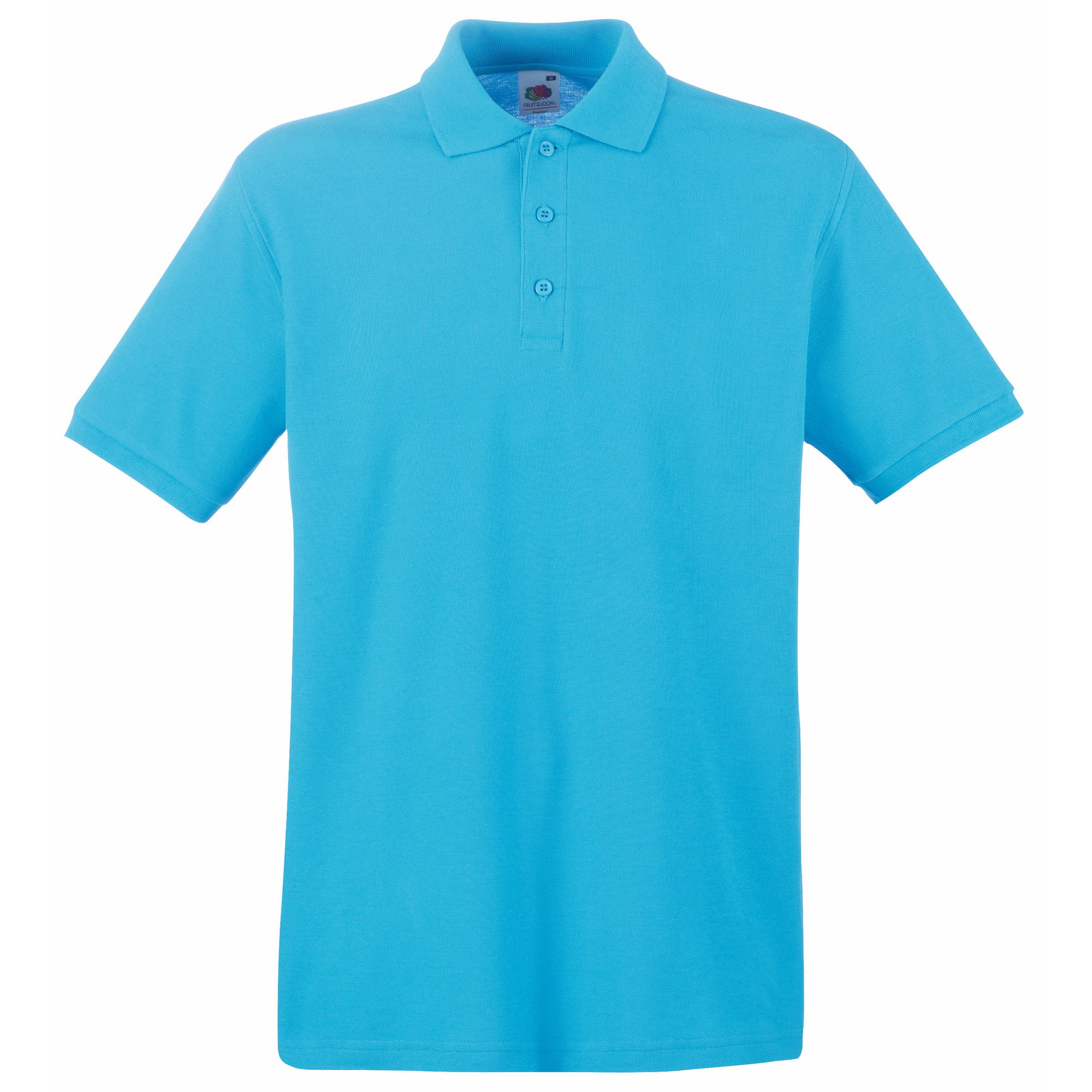 Fruit Of The Loom (S, Azure ) Premium Mens Short Sleeve Polo Shirt Blue