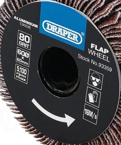 Draper 93359 Aluminium Oxide Flap Wheel 60 x 60mm 80 Grit