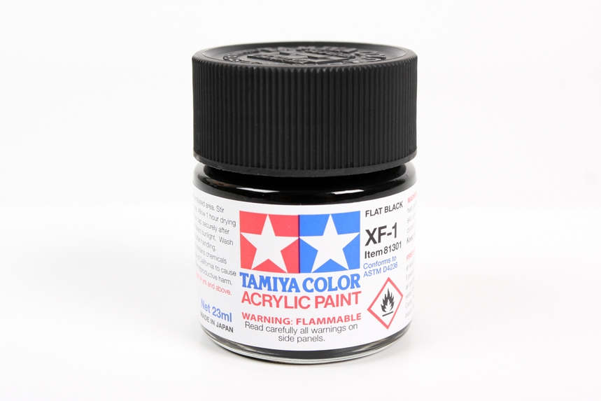 TAMIYA Acrylic Paint 10ml - XF-1 Flat Black - Model Kit Paint Humbrol