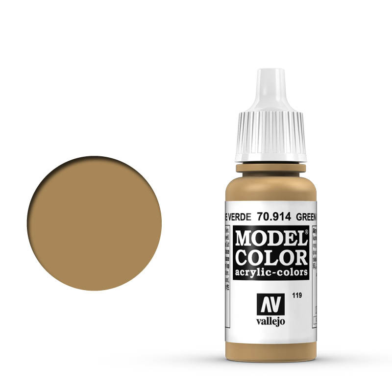 Vallejo 914 Model Colour Green Ochre 18ml Paint Dropper Bottle - Image 7