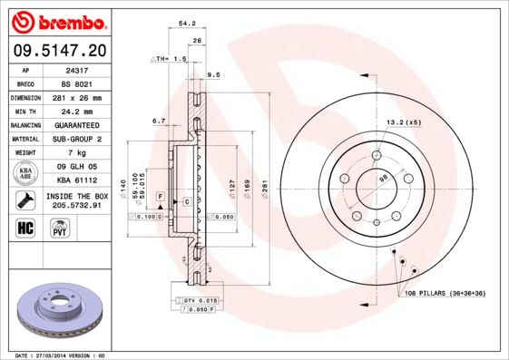 Brembo 09.5147.20 Prime Brake Disc - Image 3