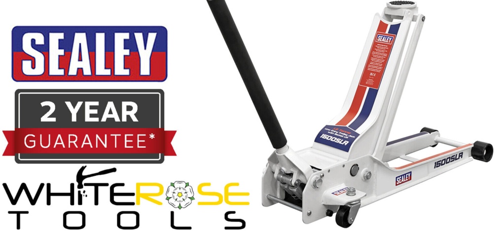 Sealey 1500SLR Twin Piston Trolley Jack 1.5 Tonne Super Low Profile Rocket Lift