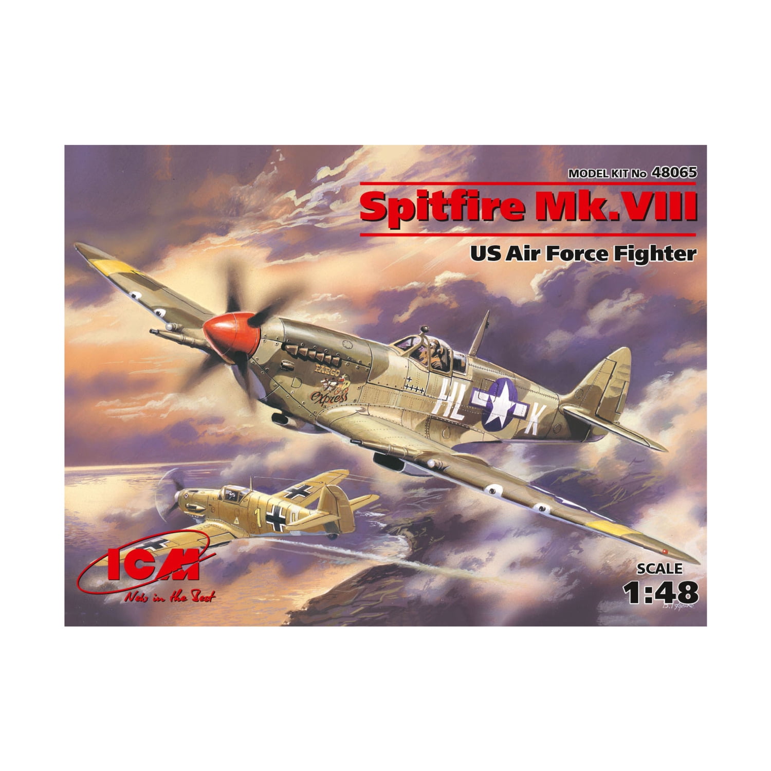 ICM 1:48 Spitfire Mk.VIII WWII USAAF Fighter Plane Plastic Model Kit - Image 2