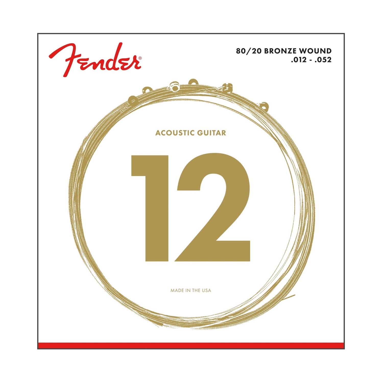 Fender 80/20 Bronze 12-52 Acoustic Guitar Strings, Light