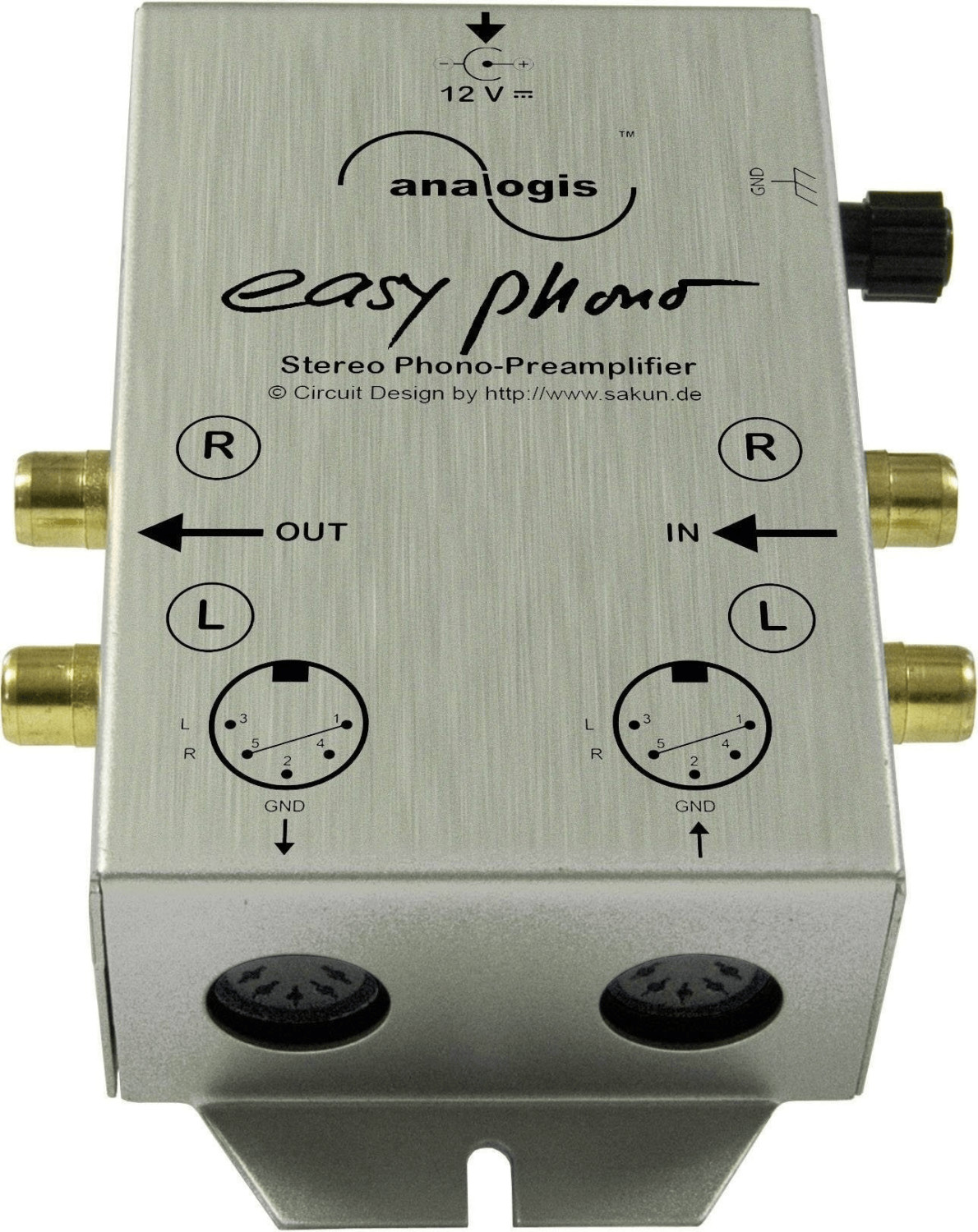 Analogis GMBH Easy Phono Phono Preamp Analog RIAA MM to LINE AUX Stereo