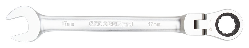 Gedore RED Jointed Combination Ratchet Wrench 17 mm length 233 mm