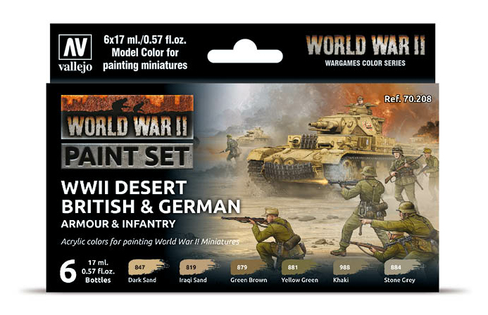 New Vallejo Color Set, German & British Infantry, Desert Colors WWII 70208