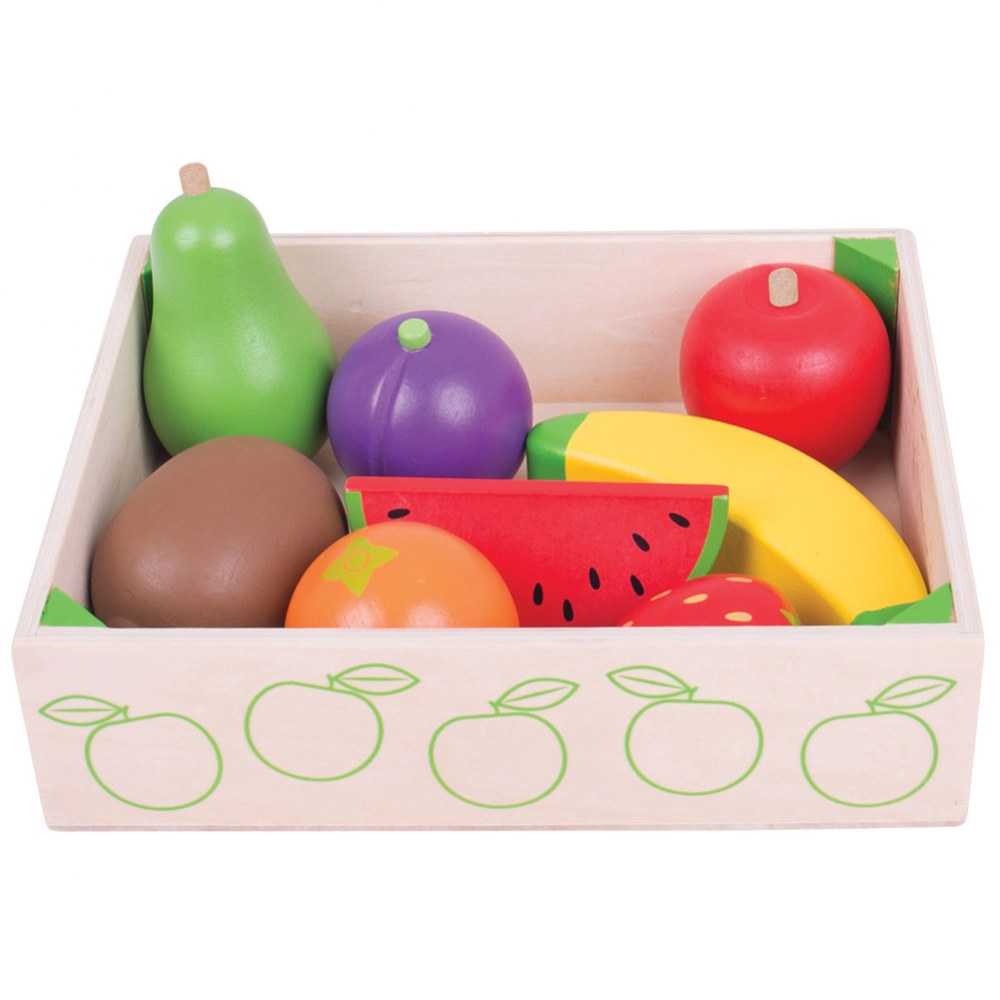 Bigjigs Toys Wooden Fruit Crate Play Food Set