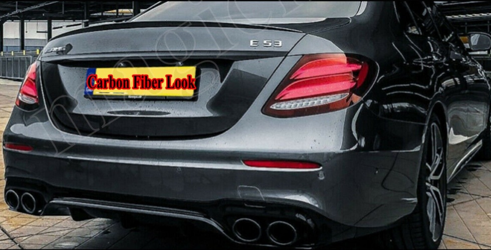 FOR MERCEDES E W213 E53 LOOK AMG REAR BUMPER DIFFUSER W/ TAILPIPES CARBON LOOK