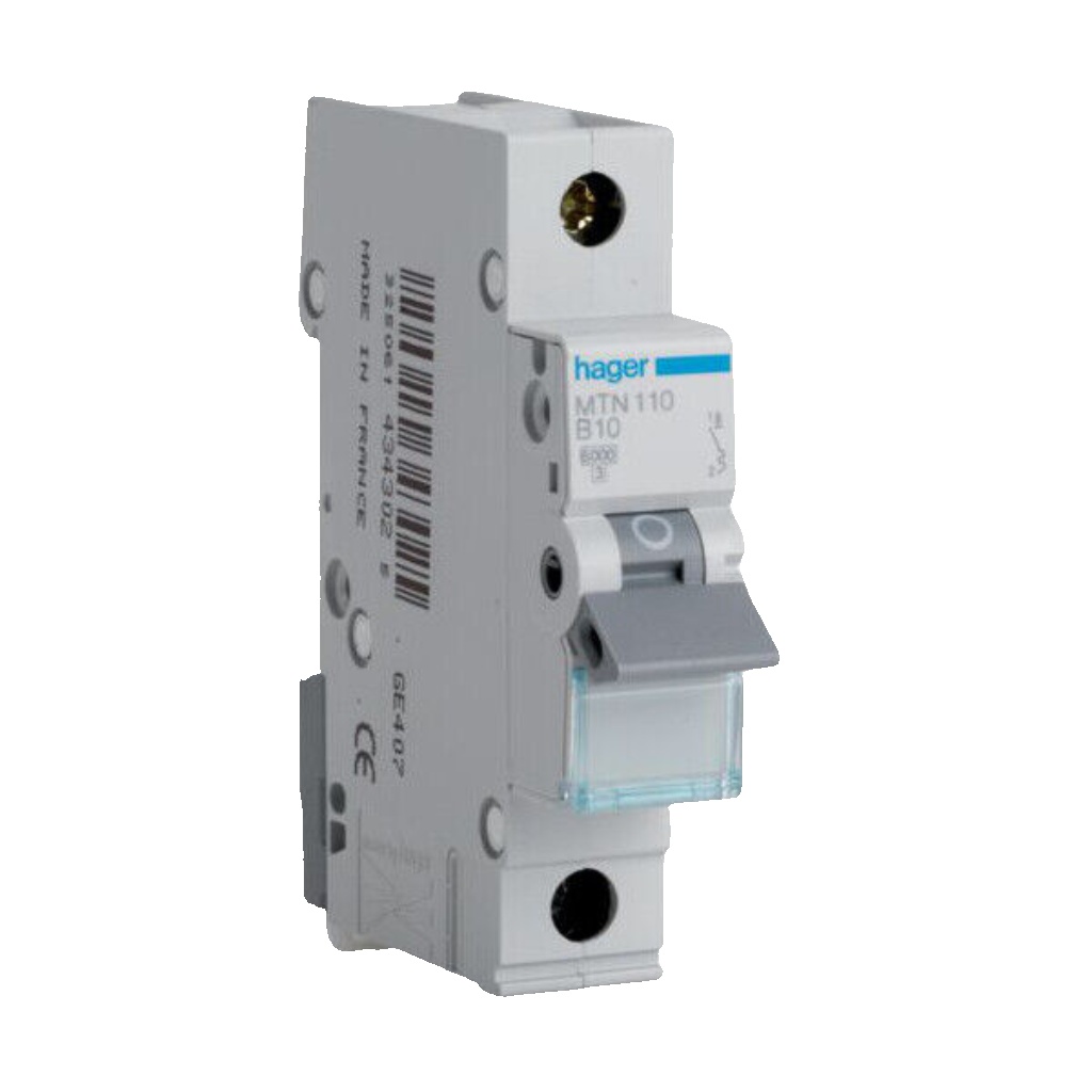 Hager MCB MTN110 10 Amp SP MCB Miniature Circuit Breaker 10A