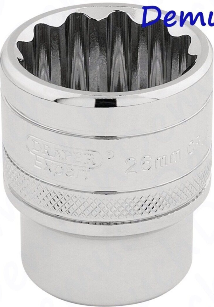 Draper 33441 Draper HI-TORQ 12 Point Socket 1/2"" Sq Dr 26mm