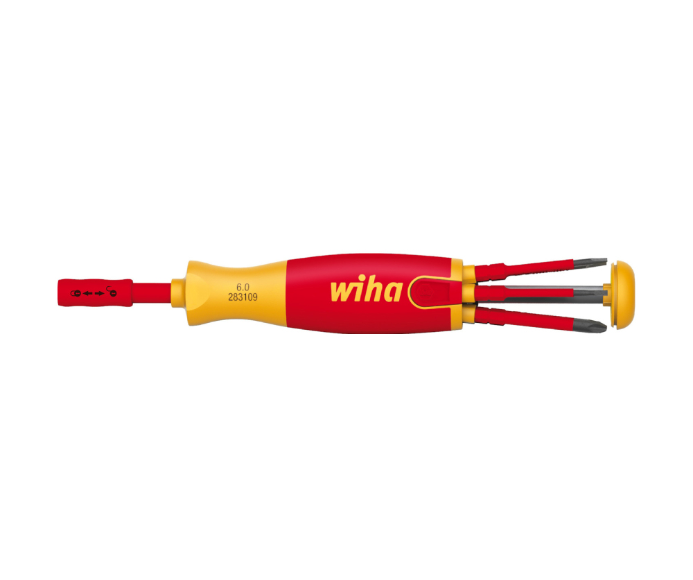 WIHA 41235 Screwdriver with Bit Magazine LiftUp Electric. Slot, Pozidriv