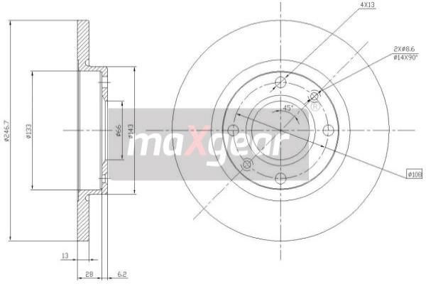Original Maxgear Brake Disc 19-0790MAX for Citroën Peugeot