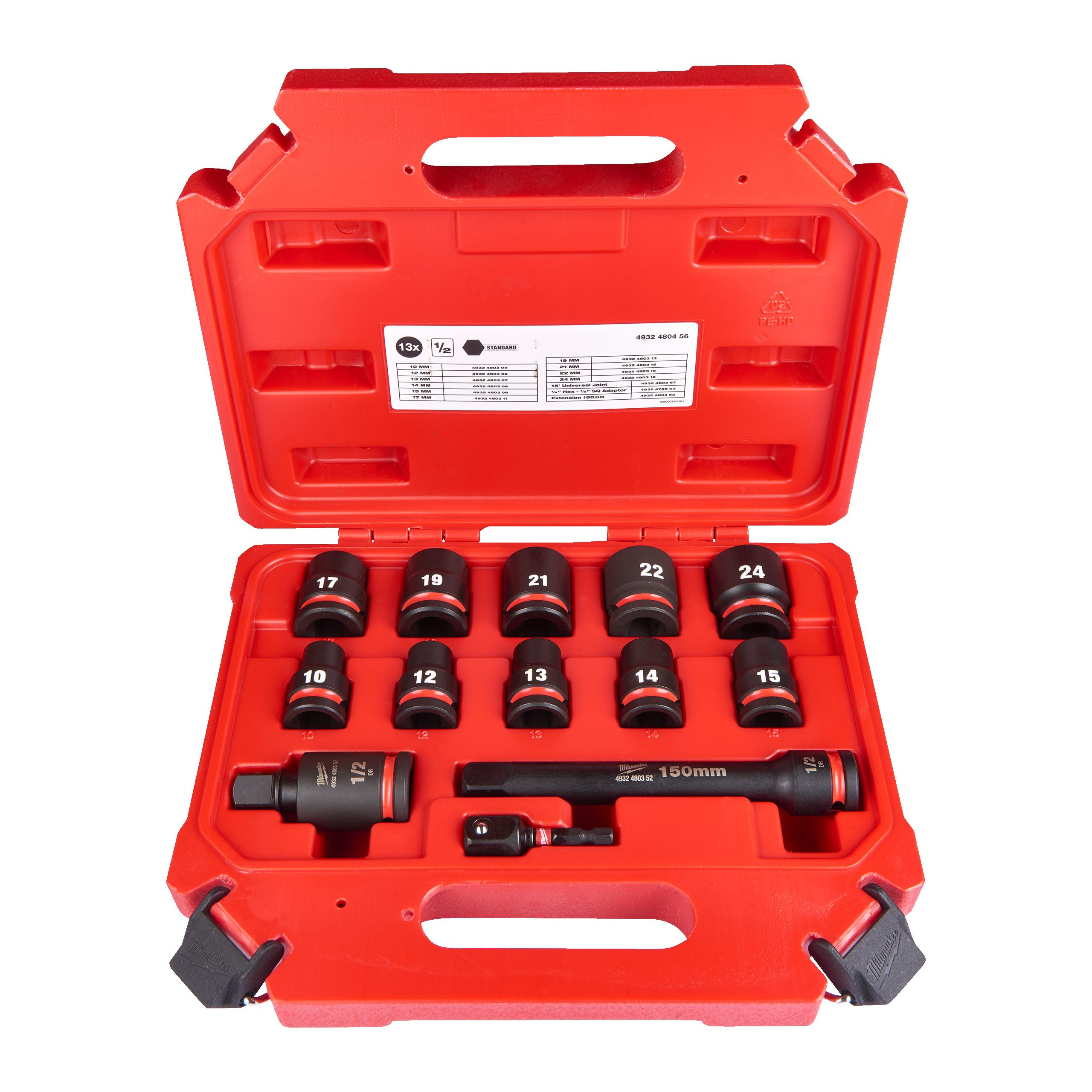 1/2dr Impact Socket Set Std 10-24mm 13pc 4932480456 Milwaukee Quality Product