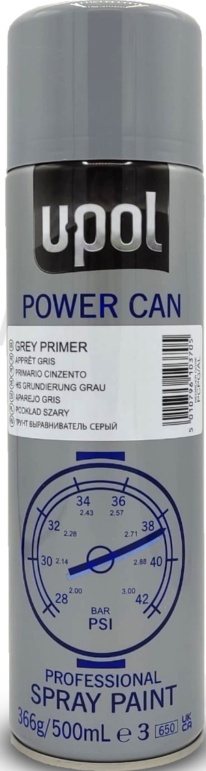 UPOL Power Can Grey Primer Aerosol Spray Paint High Build Quick Drying 500ml