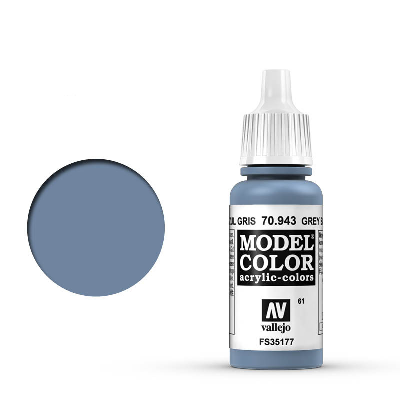 Vallejo Model Color Grey Blue Acrylic 17ml/0.57 fl oz Dropper Bottle - 70.943