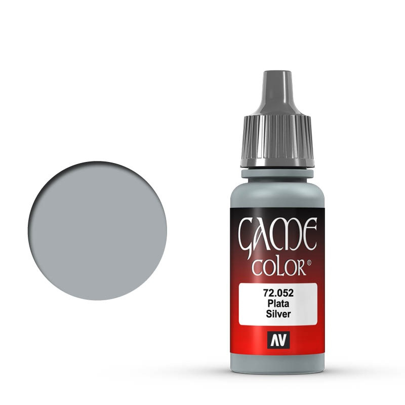 Vallejo Game Colour Silver Acrylic Paint 18ml Dropper Bottle 72052