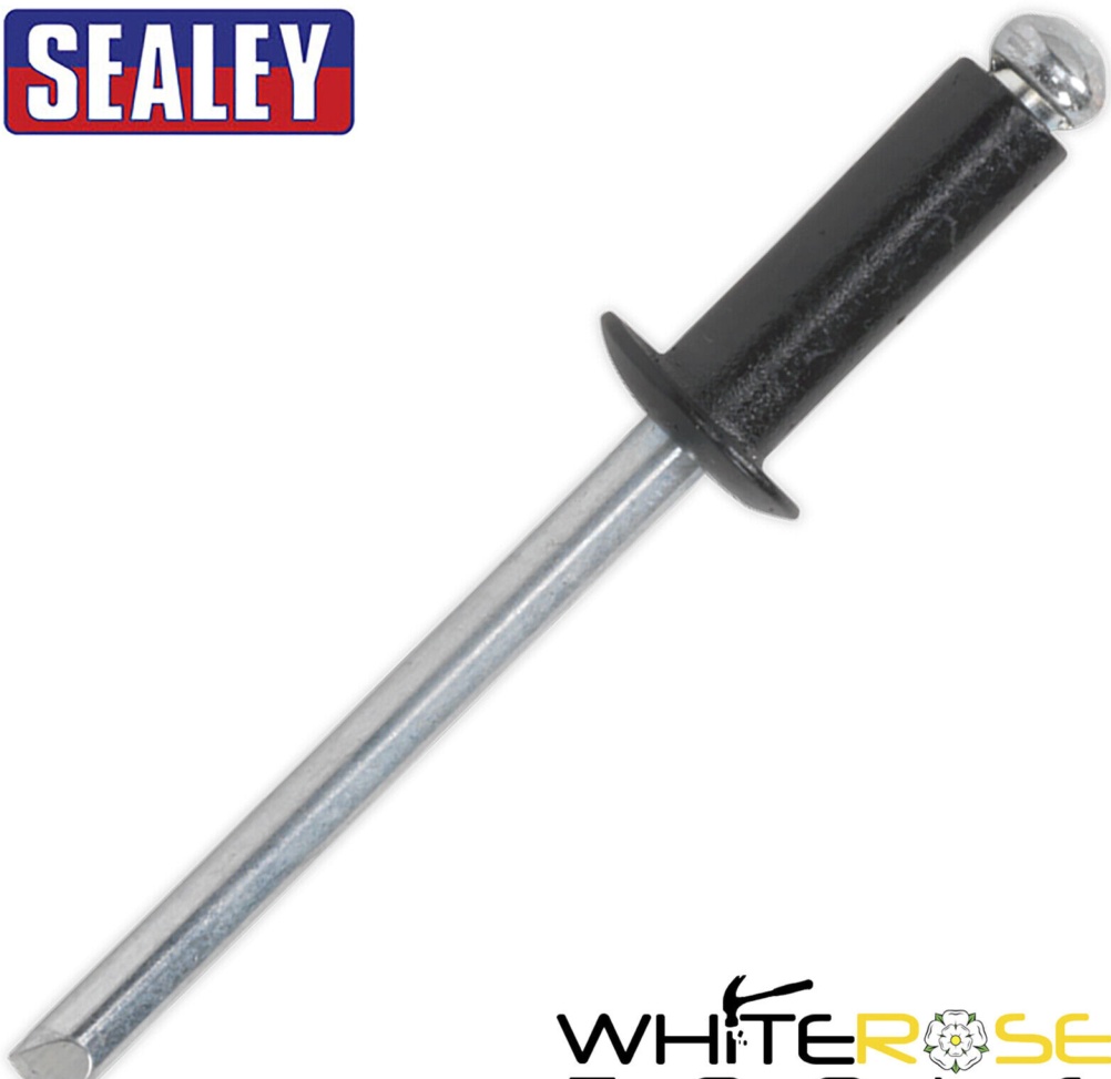Sealey RAB4010S Aluminium Standard Flange Rivet 4 x 10mm, Black - Pack of 20