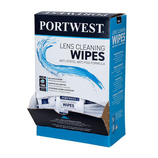 Portwest Lens Cleaning Wipes (100 towelettes) Safety PA01