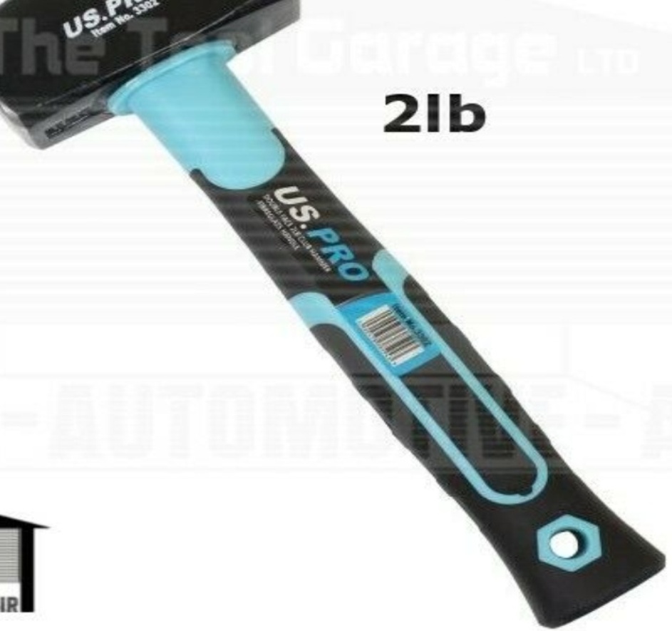 US PRO Tools Double Faced 2Lb lump Hammer with TPR Handle Rubber Grip 3302