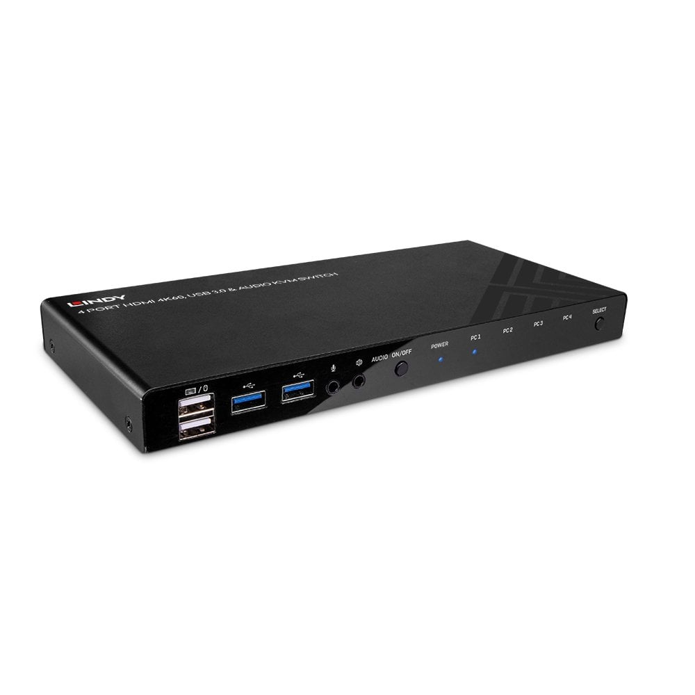 Lindy 4-Port HDMI 4K60 USB 3.0 & Audio KVM Switch – Free P&P