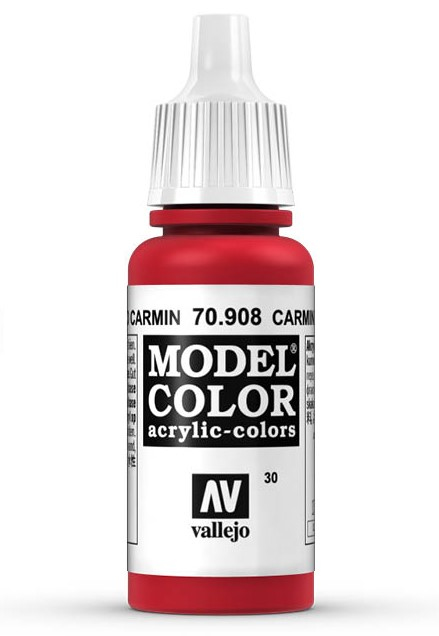 Vallejo Model Color Carmine Red Acrylic 17ml/0.57 fl oz Dropper Bottle - 70.908