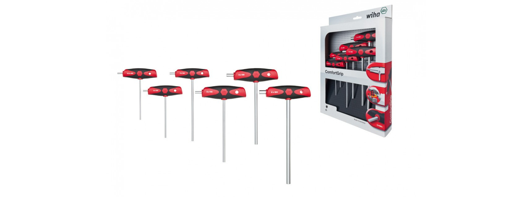Wiha 45620 L-key With T-Handle, ComfortGrip, Hexagon with side drive 6-pcs 26247