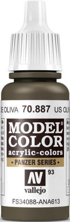 Vallejo Model Color US Olive Drab Acrylic 18ml/0.60 fl oz Dropper Bottle 70.887 - Image 3