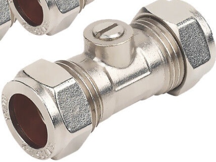15mm Chrome Isolation Valve Compression Isolator For Hot And Cold Water