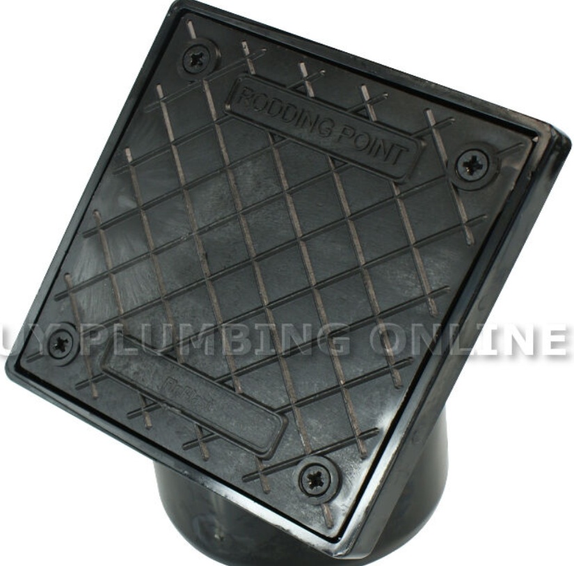FloPlast 110mm Square Underground Rodding Point Black D883