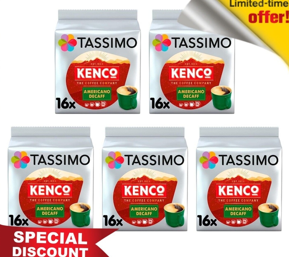 Tassimo Kenco Americano Decaf Coffee Pods 5 Packs (80 Drinks)