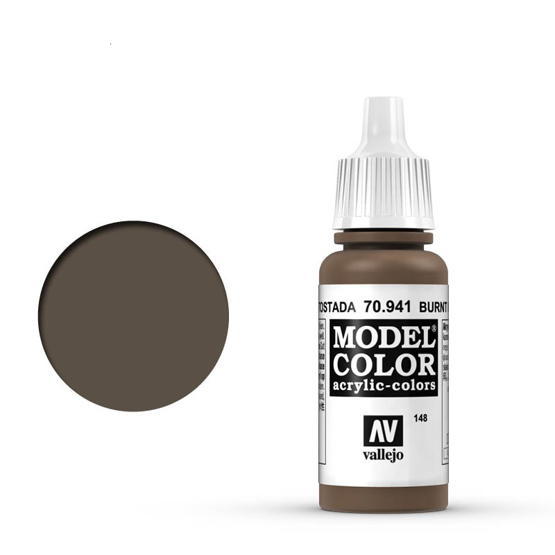 Vallejo Model Color Burnt Umber Acrylic 17ml /0.57 fl oz Dropper Bottle - 70.941