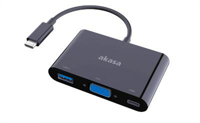 Akasa AK-CBCA02-15BK Type-C to VGA and Power Delivery Adaptor