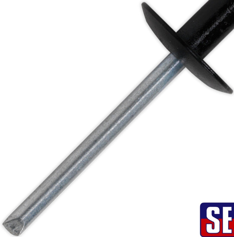 Sealey RAB4814L Aluminium Large Flange Rivet 4.8 x 14mm, Black - Pack of 200