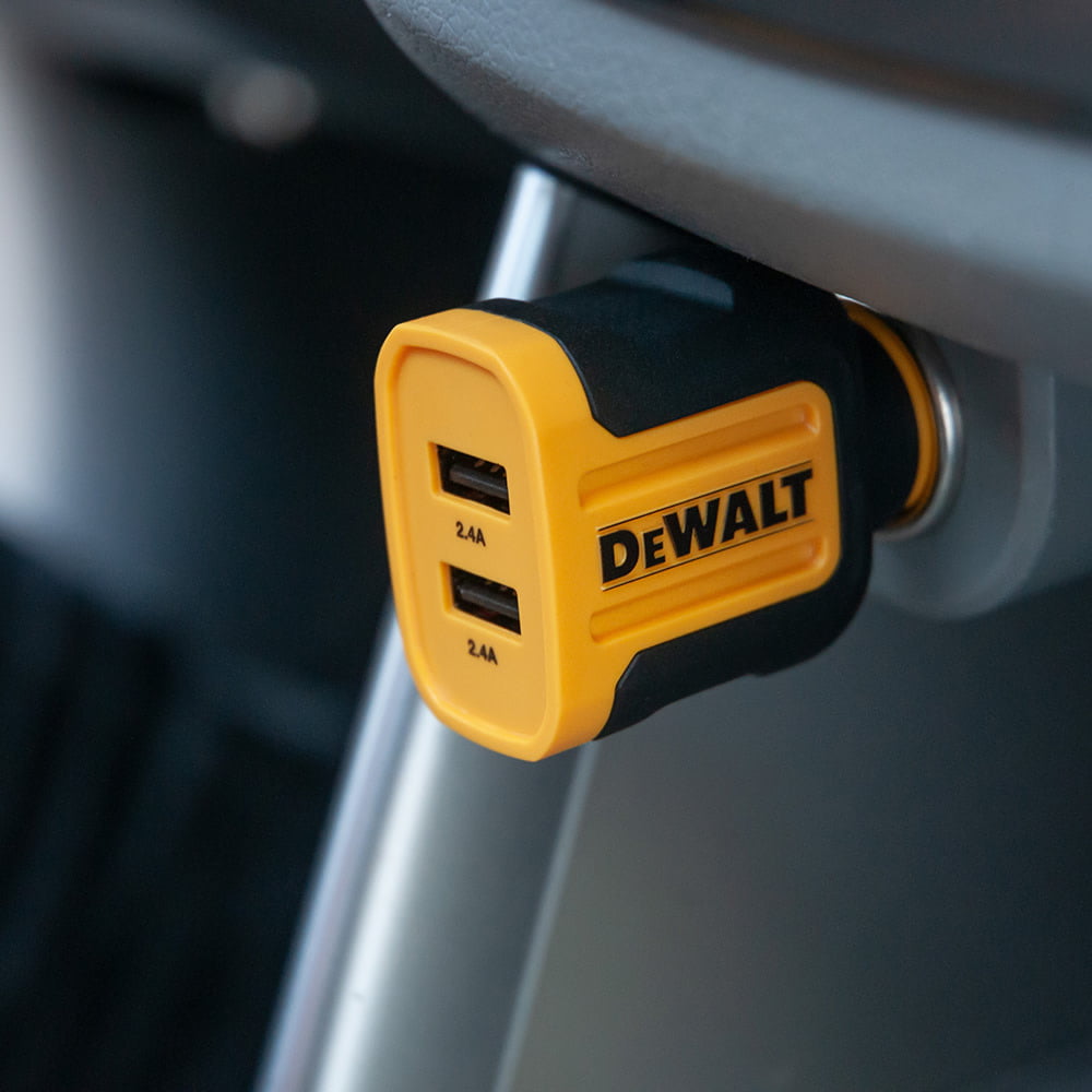 Dewalt 2 Port 4.8 Amp USB Car Fast Charger Adapter 12v 24v Lighter Socket 24W