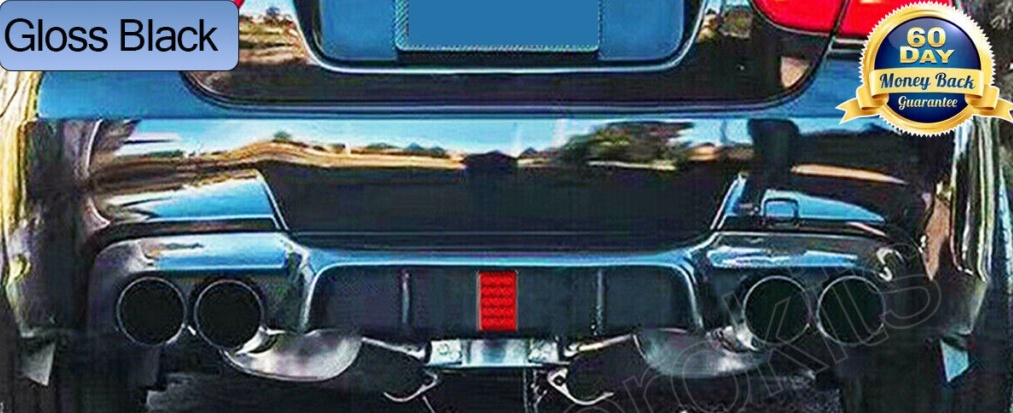 For BMW 3 E90 E91 M-Sport Gloss Black Rear Bumper Diffuser Quad Exhaust w/ LED