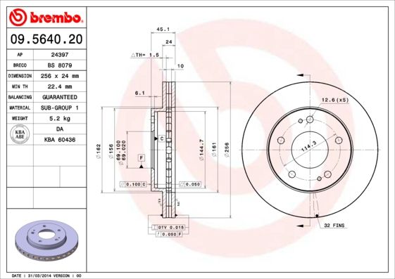 Brembo Brake Disc Pair - 09564020