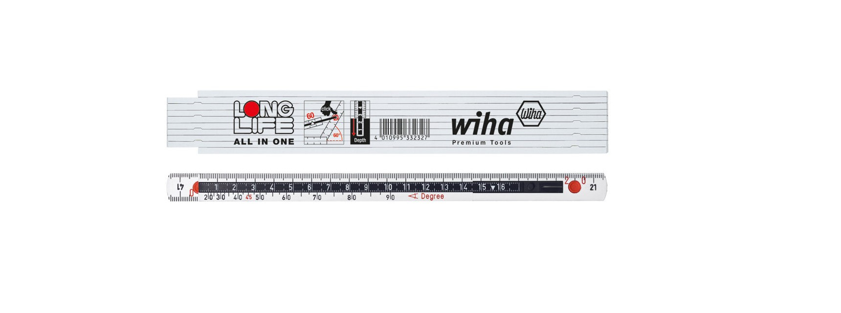WIHA Folding Ruler LongLife All In One 2m Metric White Composite Ruler 33232