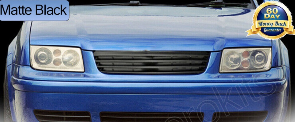 BLACK BADGELESS DEBADGED FRONT BUMPER BONNET GRILLE HOOD FIT FOR VW BORA 98-05