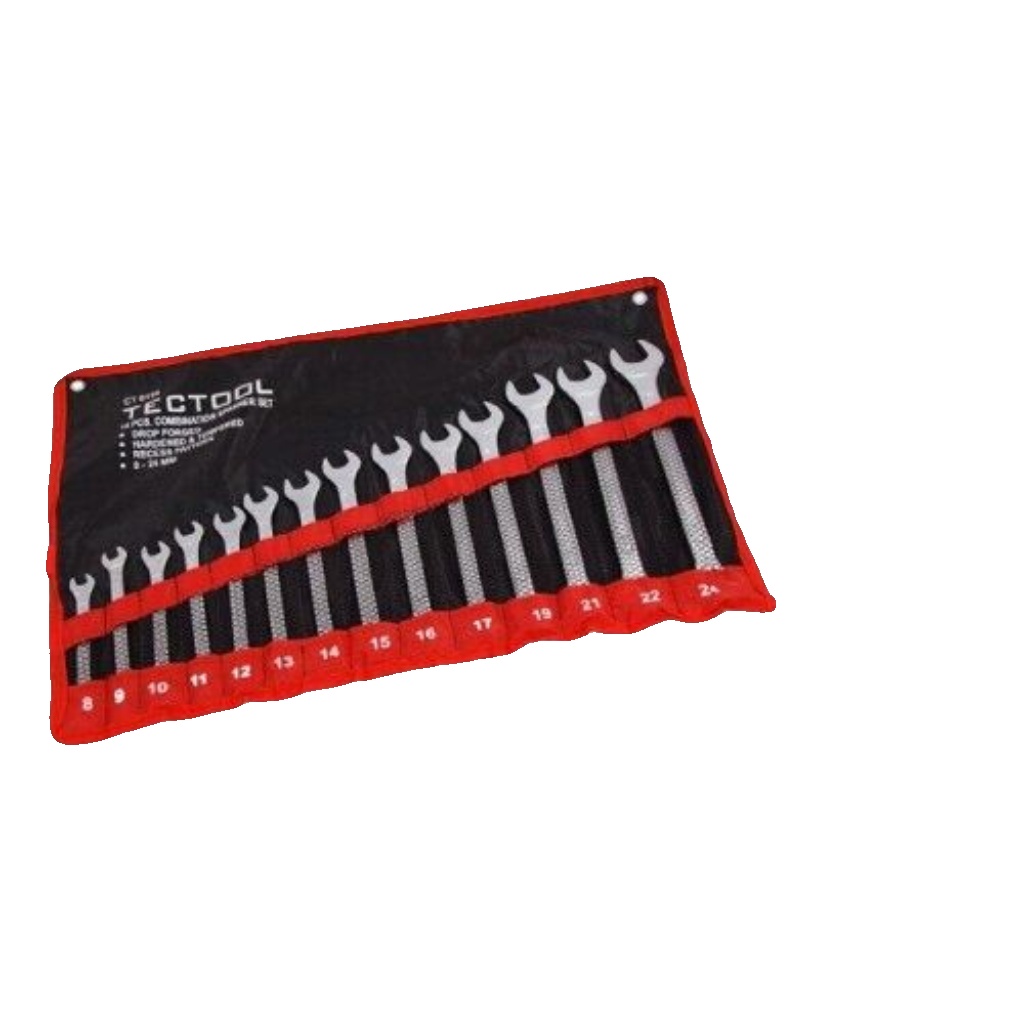 TecTool 14pc Matt Finished Metric Combination Spanner Wrench Set 8mm - 24mm
