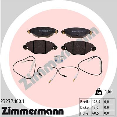 ZIMMERMANN Bremsbelagsatz Scheibenbremse Vorderachse für Citroen 23277.180.1