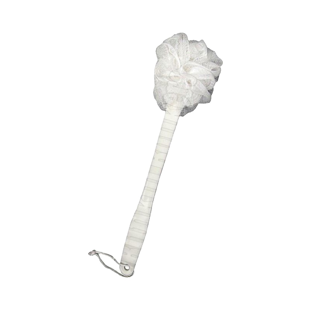 LONG HANDLE BATH SHOWER BODY SCRUB PUFF SCRUNCHIE LOOFAH SPONGE BACK WASH CLEAN