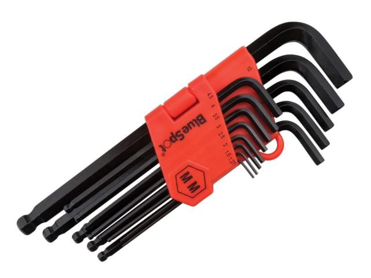 ALLEN KEY SET 13 PIECE LONG ARM BALL ENDED HEX WRENCH 1.27mm-10mm BLUESPOT 15303
