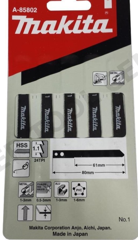 Genuine Makita A-85802 50mm x 24TPI HSS Jigsaw Blade Bayonet Pack of 5