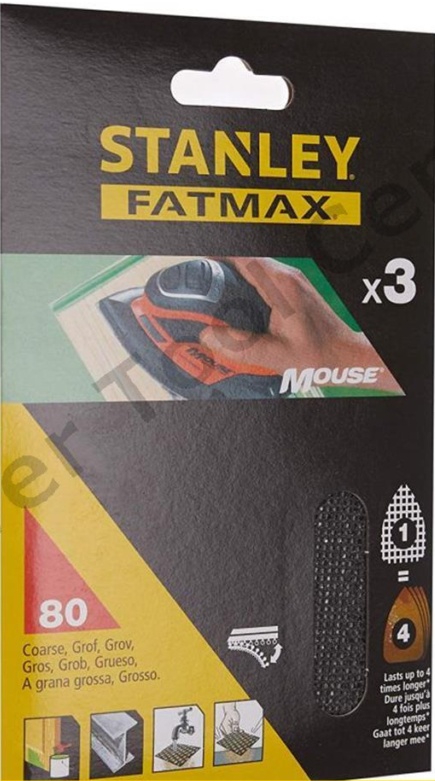 Genuine Stanley FATMAX STA39122 80g Mouse Sander Mesh Sanding Sheets Pack Of 3