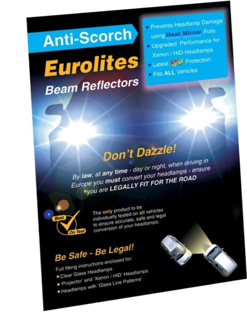 Eurolites Headlamp Headlight Beam Adaptors European Driving UK Sticker Brexit