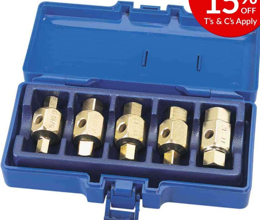 Draper 56627 Car Axle Gearbox Oil Sump Drain Key Plug Set Kit Vehicle Tools 5 Pc