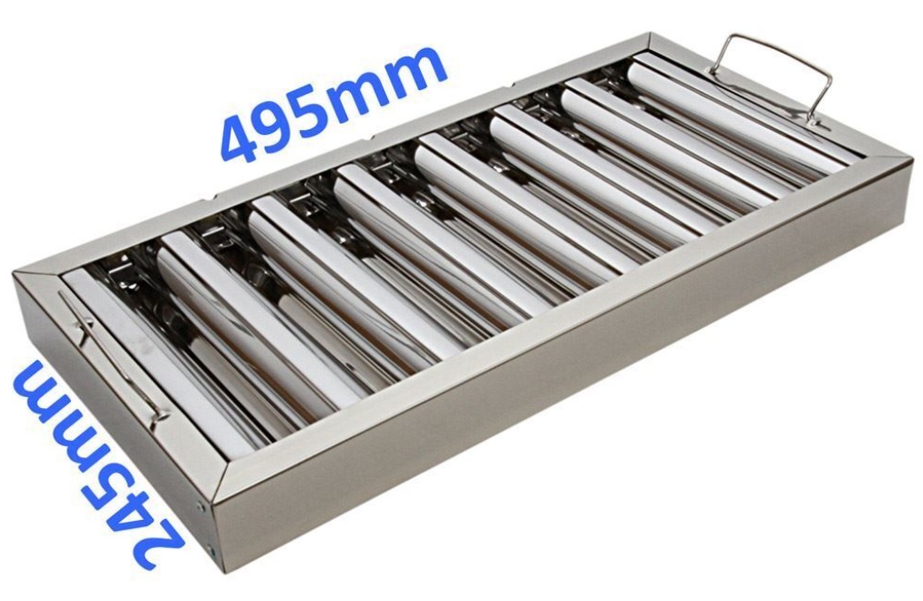 Canopy Grease Baffle Filter Stainless Steel Kitchen Extraction Hood 495x245mm